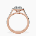 18kt Rose Gold Rosalind Split Shank Halo Lab Diamond Ring side right image one