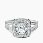 Platinum Rosalind Split Shank Halo Lab Diamond Ring front image