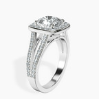Platinum Rosalind Split Shank Halo Lab Diamond Ring standing product image one