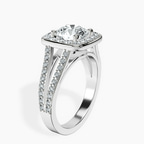 18kt White Gold Rosalind Split Shank Halo Lab Diamond Ring standing product image one