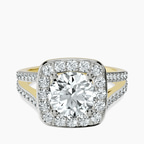 14kt Yellow Gold Rosalind Split Shank Halo Lab Diamond Ring front image