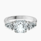Platinum Winnie Harlow Three stone Side Pear Lab Diamond Ring front image