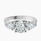 14kt White Gold Della Three stone Side Pear Lab Diamond Ring front image