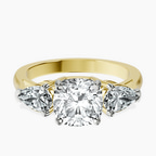 14kt Yellow Gold Winnie Harlow Three stone Side Pear Lab Diamond Ring front image