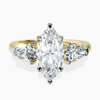 14kt Yellow Gold Winnie Harlow Three stone Side Pear Lab Diamond Ring front image