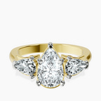 14kt Yellow Gold Winnie Harlow Three stone Side Pear Lab Diamond Ring front image