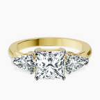 10kt Yellow Gold Winnie Harlow Three stone Side Pear Lab Diamond Ring front image