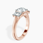 14kt Rose Gold Lauren Three stone Side Emerald Lab Diamond Ring standing product image one