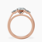 14kt Rose Gold Lauren Three stone Side Emerald Lab Diamond Ring side right image one
