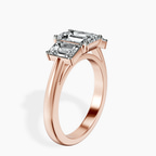 18kt Rose Gold Lauren Three stone Side Emerald Lab Diamond Ring standing product image one