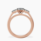 18kt Rose Gold Lauren Three stone Side Emerald Lab Diamond Ring side right image one