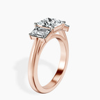 18kt Rose Gold Lauren Three stone Side Emerald Lab Diamond Ring standing product image one