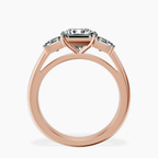 18kt Rose Gold Lauren Three stone Side Emerald Lab Diamond Ring side right image one