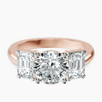 14kt Rose Gold Lauren Three stone Side Emerald Lab Diamond Ring front image