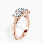 14kt Rose Gold Lauren Three stone Side Emerald Lab Diamond Ring standing product image one