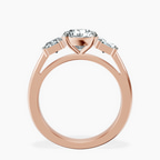 14kt Rose Gold Lauren Three stone Side Emerald Lab Diamond Ring side right image one