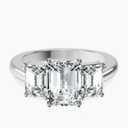 14kt White Gold Lauren Three stone Side Emerald Lab Diamond Ring front image