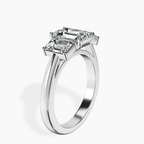 14kt White Gold Lauren Three stone Side Emerald Lab Diamond Ring standing product image one