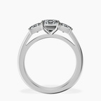14kt White Gold Lauren Three stone Side Emerald Lab Diamond Ring side right image one