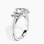 18ct White Gold Lauren Three stone Side Emerald Lab Diamond Ring standing product image one