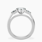 18ct White Gold Lauren Three stone Side Emerald Lab Diamond Ring side right image one