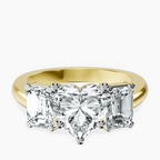 18kt Yellow Gold Lauren Three stone Side Emerald Lab Diamond Ring front image