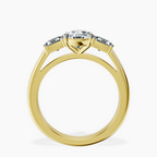 18kt Yellow Gold Lauren Three stone Side Emerald Lab Diamond Ring side right image one