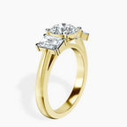 2.82 ct. round Lauren Side Emerald Ring in 14kt yellow gold standing product image one