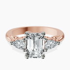 14kt Rose Gold Leona Three stone Side Pear Lab Diamond Ring front image