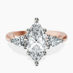 14kt Rose Gold Leona Three stone Side Pear Lab Diamond Ring front image