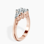 3.29 ct. round Leona Side Pear Ring in 14Ct rose gold standing product image one