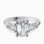 Platinum Leona Three stone Side Pear Lab Diamond Ring front image