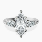 Platinum Leona Three stone Side Pear Lab Diamond Ring front image
