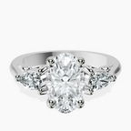 Platinum Leona Three stone Side Pear Lab Diamond Ring front image
