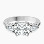 Platinum Leona Three stone Side Pear Lab Diamond Ring front image