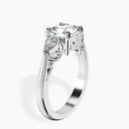 Platinum Leona Three stone Side Pear Lab Diamond Ring standing product image one
