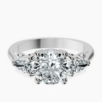 Platinum Leona Three stone Side Pear Lab Diamond Ring front image