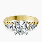 9ct Yellow Gold Leona Three stone Side Pear Lab Diamond Ring front image