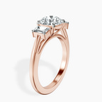 14kt Rose Gold Denise Three stone Side Emerald Lab Diamond Ring standing product image one