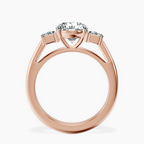 14kt Rose Gold Denise Three stone Side Emerald Lab Diamond Ring side right image one