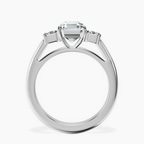Platinum Denise Three stone Side Emerald Lab Diamond Ring side right image one