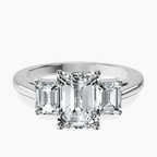 Platinum Denise Three stone Side Emerald Lab Diamond Ring front image