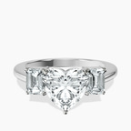 Platinum Denise Three stone Side Emerald Lab Diamond Ring front image