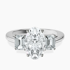 Platinum Denise Three stone Side Emerald Lab Diamond Ring front image