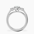 Platinum Denise Three stone Side Emerald Lab Diamond Ring side right image one
