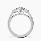 Platinum Denise Three stone Side Emerald Lab Diamond Ring side right image one
