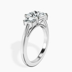 Platinum Denise Three stone Side Emerald Lab Diamond Ring standing product image one