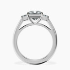 Platinum Denise Three stone Side Emerald Lab Diamond Ring side right image one