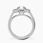 Platinum Denise Three stone Side Emerald Lab Diamond Ring side right image one