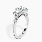10kt White Gold Denise Three stone Side Emerald Lab Diamond Ring standing product image one